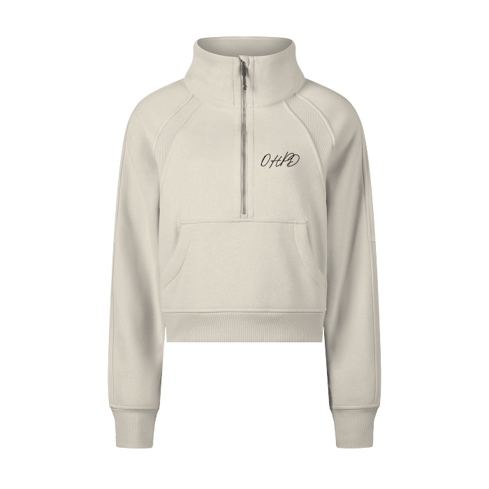 Adult Cropped Half Zip in Bone