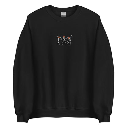 Adult Embroidered Dancing Skeletons Crewneck