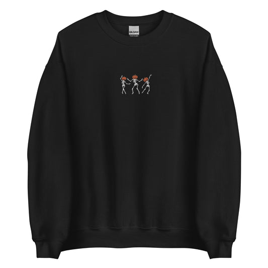 Adult Embroidered Dancing Skeletons Crewneck